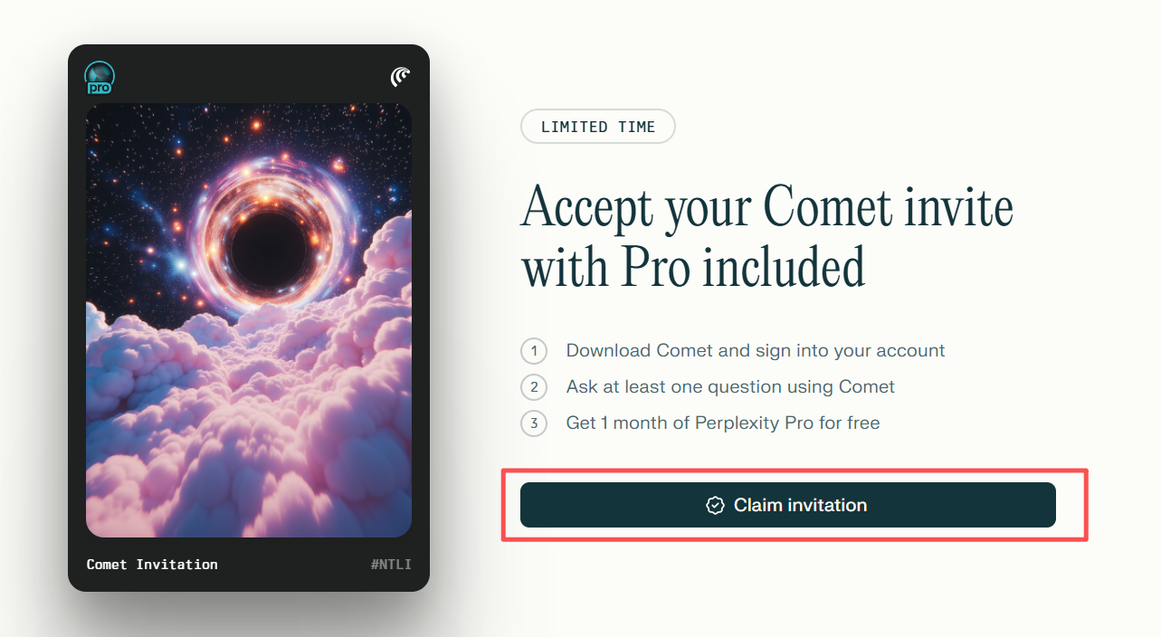 Comet Invitation - Accept your invite with Pro included
